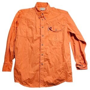 Beretta Mens Blaze Orange Shooting Shirt Long Sleeve Vented Hunting Patch L